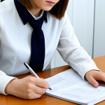 A focused young woman in a modest blouse and tailored trousers, diligently completing an application form at a tidy desk in a bright, modern study room. She has an open register, a pen, and a basic law book beside her, representing the initial preparation costs. The scene emphasizes financial planning and the first steps of exam preparation.
    fully clothed, modest clothing, appropriate attire, professional dress, safe for work, appropriate content, professional, perfect anatomy, correct proportions, natural pose, well-formed hands, proper finger count, natural body proportions, professional photography, high quality.
