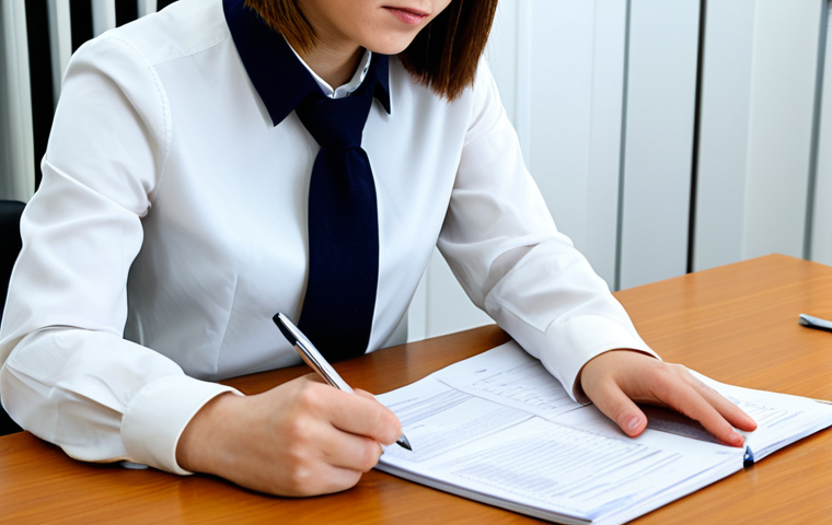 A focused young woman in a modest blouse and tailored trousers, diligently completing an application form at a tidy desk in a bright, modern study room. She has an open register, a pen, and a basic law book beside her, representing the initial preparation costs. The scene emphasizes financial planning and the first steps of exam preparation.
fully clothed, modest clothing, appropriate attire, professional dress, safe for work, appropriate content, professional, perfect anatomy, correct proportions, natural pose, well-formed hands, proper finger count, natural body proportions, professional photography, high quality.