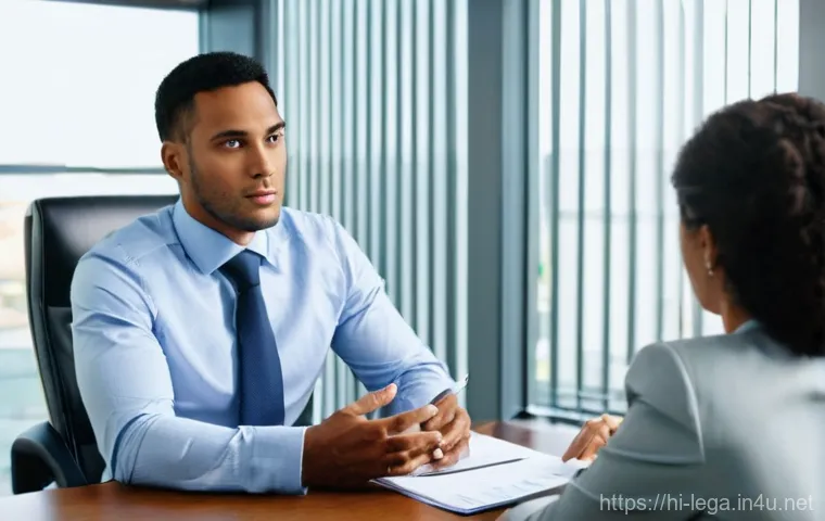 법무사로서 고객 응대 기술 - **Prompt 1: Empathetic Legal Consultation**
    "A professional and empathetic female lawyer, in her...