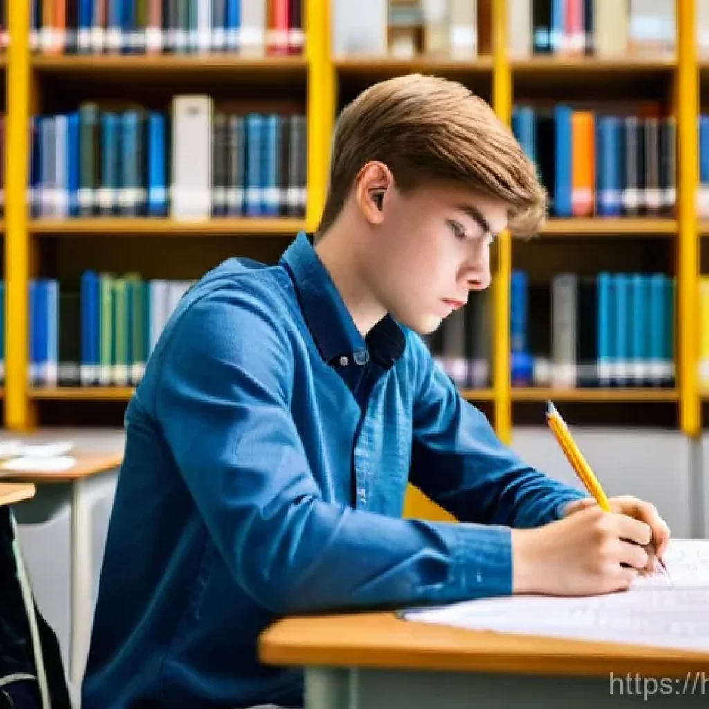 법무사 시험을 위한 모의고사 활용법 - **Prompt 1: The Focused Mock Test Taker**
    A young adult student, fully clothed in a neat, casual...