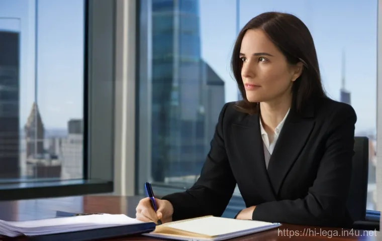 법무사 초보자의 성공적인 첫 케이스 사례 - **Prompt:** A young, determined male lawyer, around 30 years old, in a well-fitted dark suit and tie...