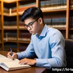 법무사 시험과정 중 집중해야 할 주요 항목 - **Prompt:** A diverse male student, in his early twenties, seated at a tidy study desk filled with l...