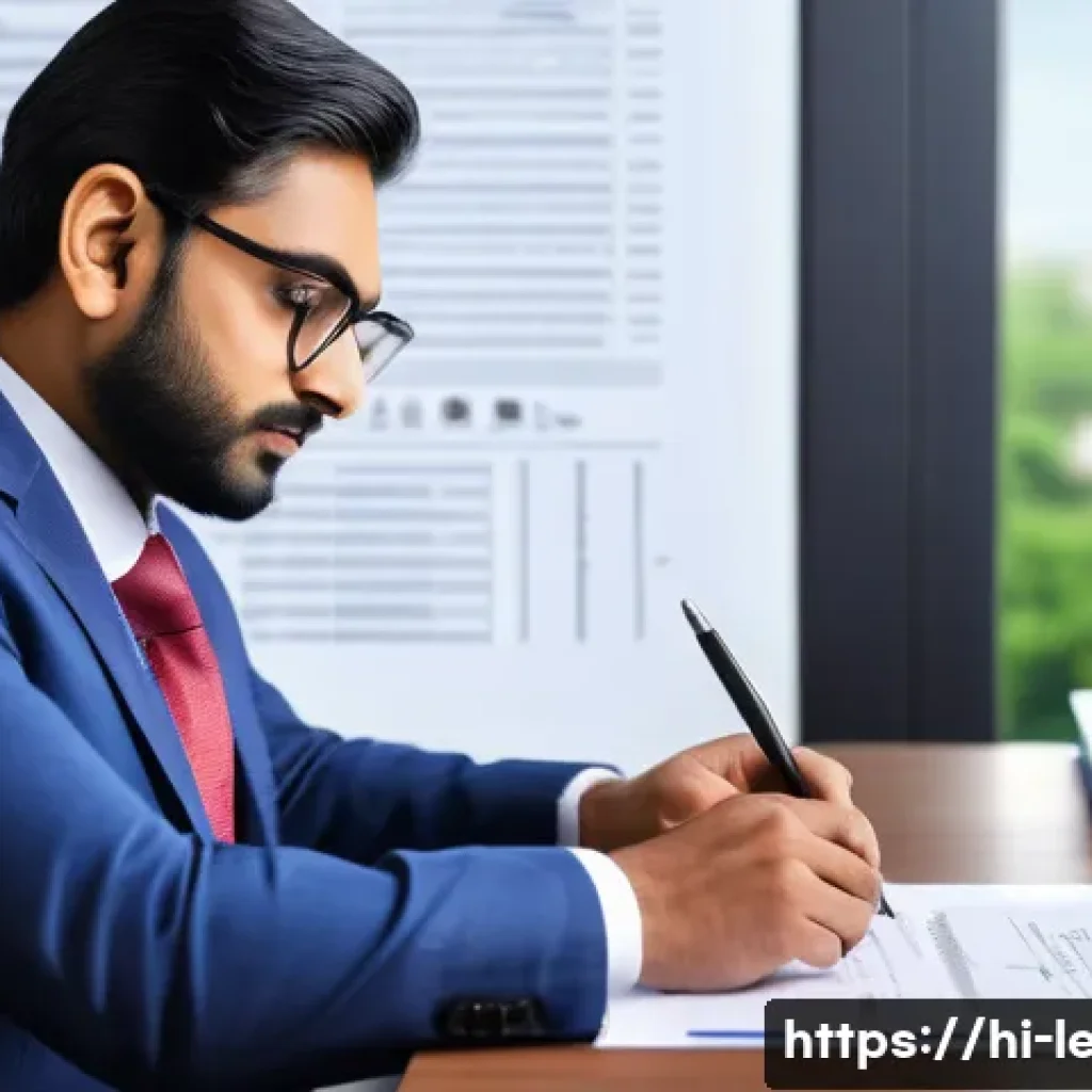 법무사 업무 중 발생하는 리스크 - A professional Indian legal expert in formal attire carefully reviewing complex legal documents writ...