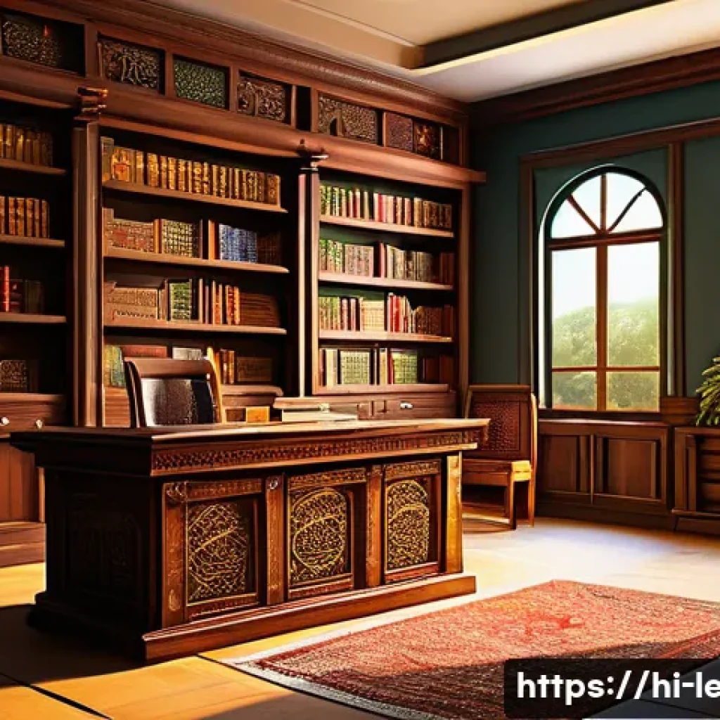 법무사 시험 중 법률 용어 암기법 - A vibrant, detailed illustration of a traditional Indian study room with bookshelves filled with law...