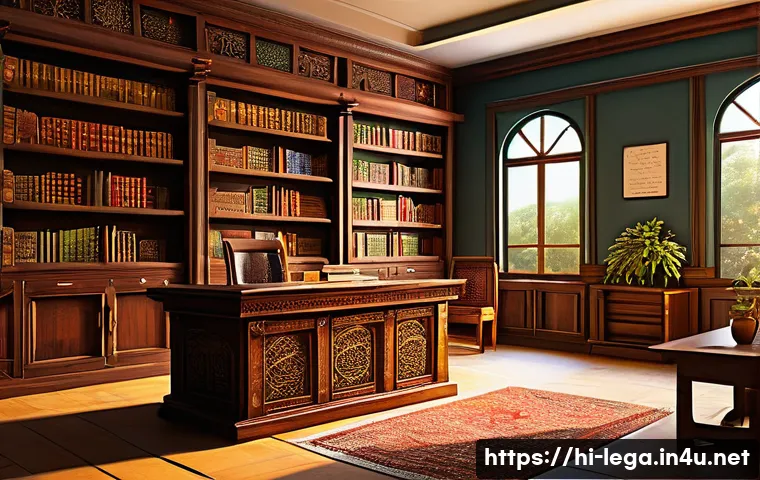 법무사 시험 중 법률 용어 암기법 - A vibrant, detailed illustration of a traditional Indian study room with bookshelves filled with law...