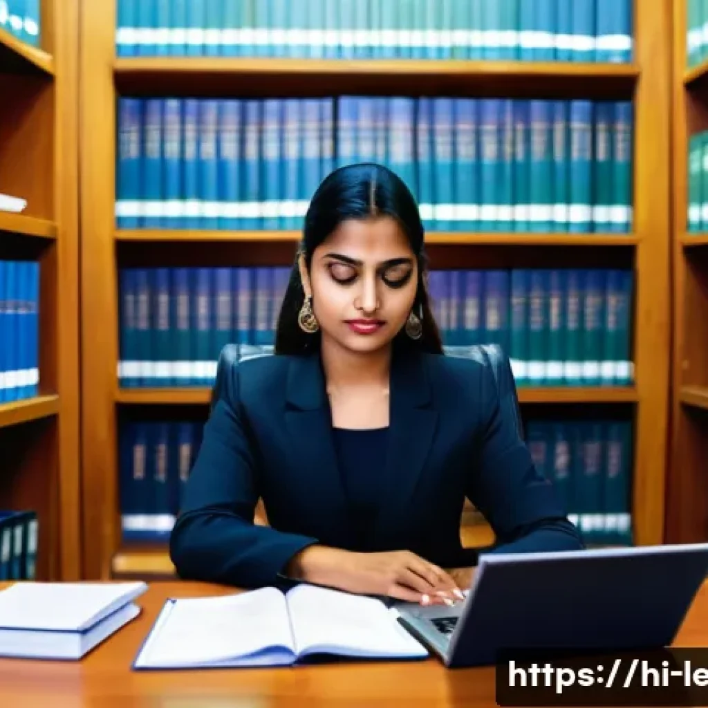 법무사 자격증의 장점과 단점 - A professional Indian legal assistant in a modern law office setting, wearing formal business attire...