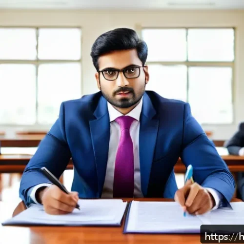 법무사 경력 개발 방법 - A professional Indian lawyer in a modern courtroom setting, dressed in formal business attire with a...
