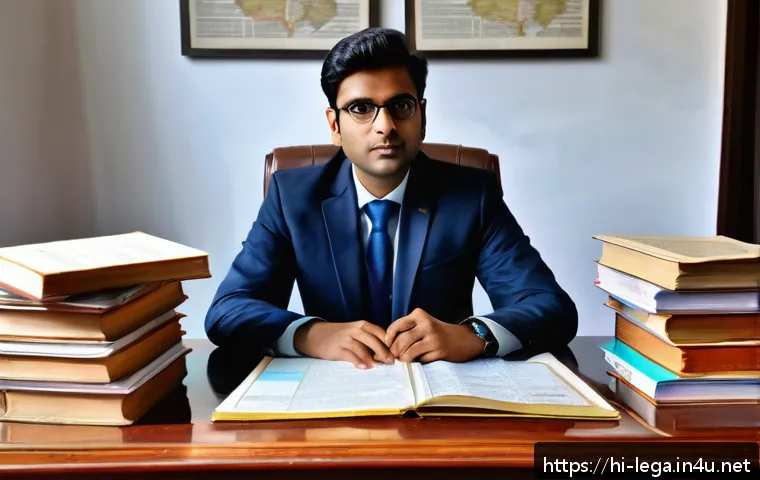 법무사 시험의 예상 커트라인 점수 - A focused Indian legal officer candidate studying intensely at a wooden desk, surrounded by neatly o...